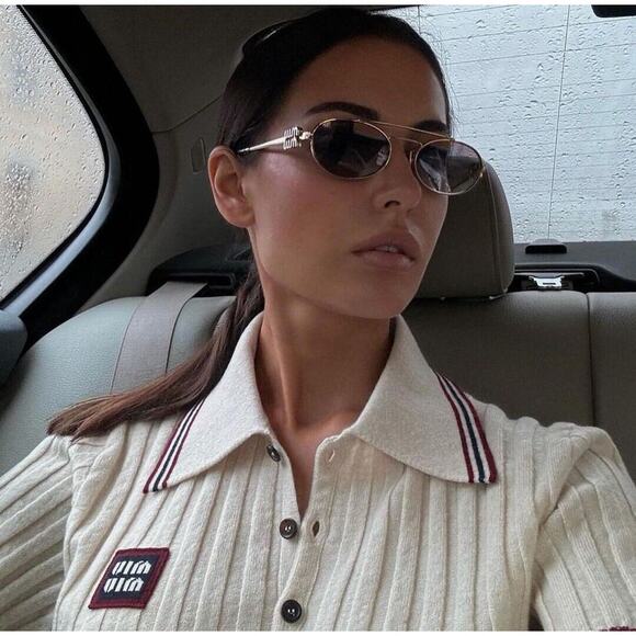 MIU MIU MU 54ZS 5AK30C Gold Grey Gradient Lens Oval Women Sunglasses AUTHENTIC main image 7